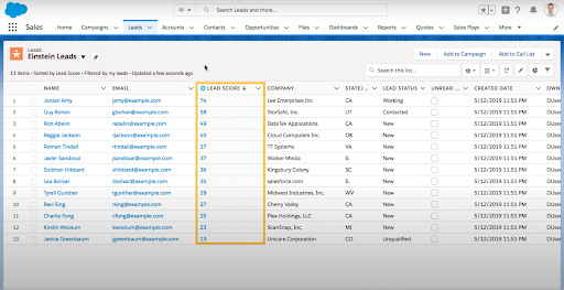 Salesforce Einstein for lead scoring. 